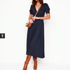 Boden Navy Kristen Pleated Jersey Dress - Size 0